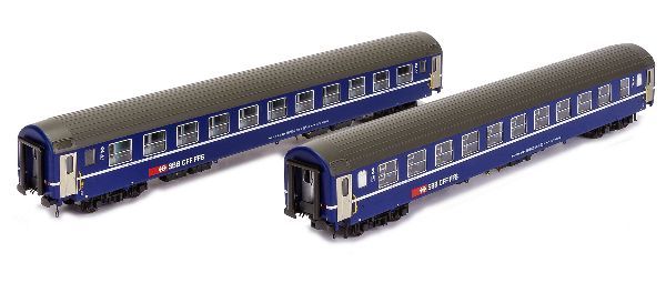 2-part SBB RIC couchette car set including interior lighting...